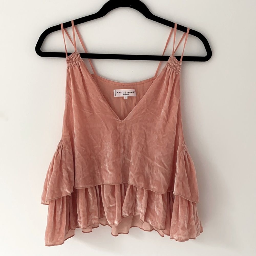 Apiece Apart pink velour crop tank